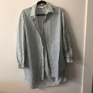 Green Stripe Zara Button Down Shirt
